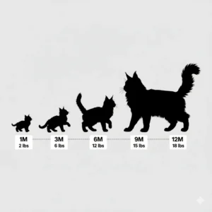 Maine Coon kitten growing month by month