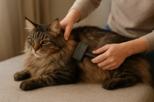 How to brush a Maine Coon cat, proper grooming technique to avoid tangles