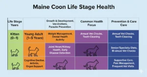 Maine Coon life stage health guide from kitten to senior