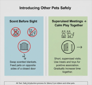 Safe introduction process for Maine Coon kittens and other pets