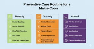 Maine Coon preventive healthcare checklist monthly, quarterly, and annual tasks