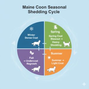 maine coon grooming guide, Maine Coon seasonal shedding cycle from winter coat to spring shedding